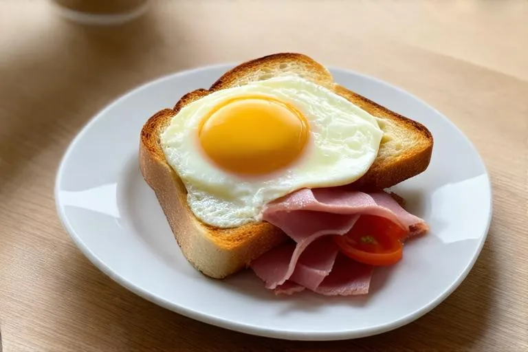 Тост с ветчиной, яйцом и сыром