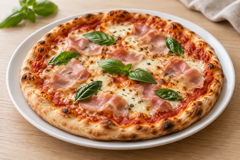 Domácí pizza se šunkou a mozzarellou